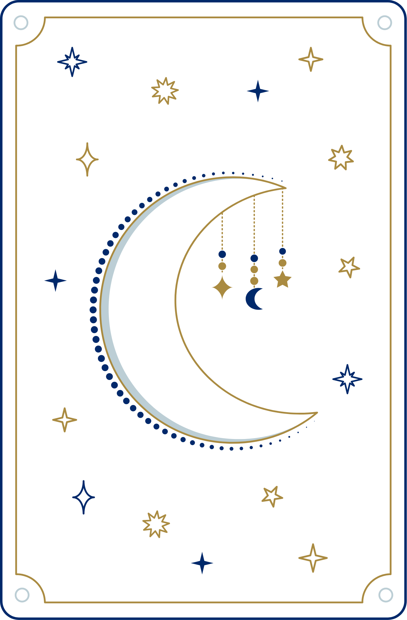 tarot-card-moon Illustration style carte de tarot : lune et étoiles, symbole de guidance spirituelle